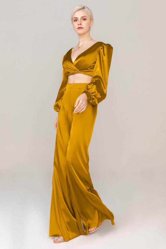 Two-Piece Floor Length Luxe Satin Dress CS0308 - COCOMELODY