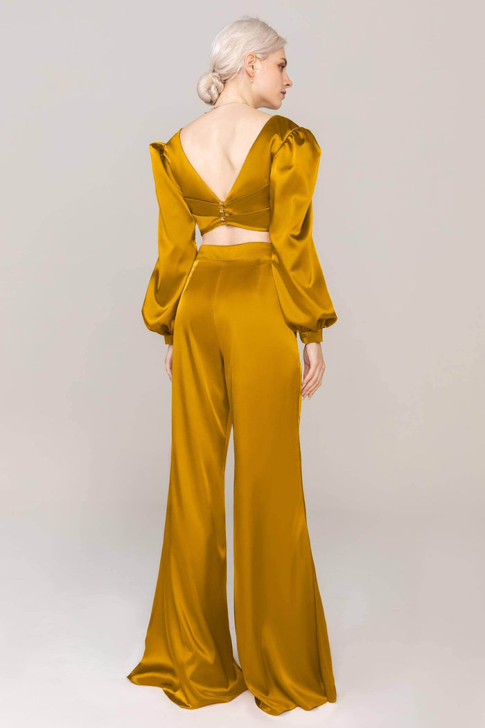 Two-Piece Floor Length Luxe Satin Dress CS0308 - COCOMELODY