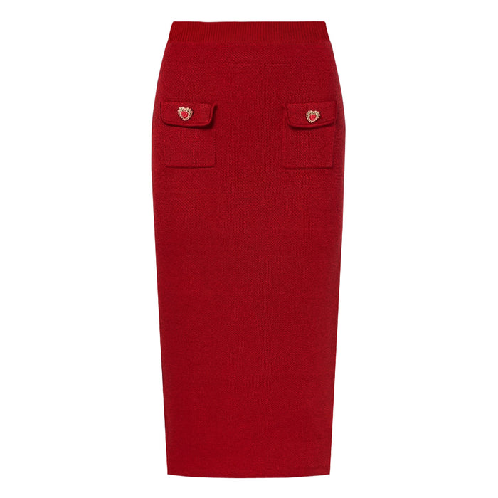 two-piece knit set with heart-shaped button accents – AMELIEV