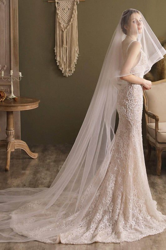 Two-tier Cut Edge Tulle Chapel Veils CV0268 - COCOMELODY