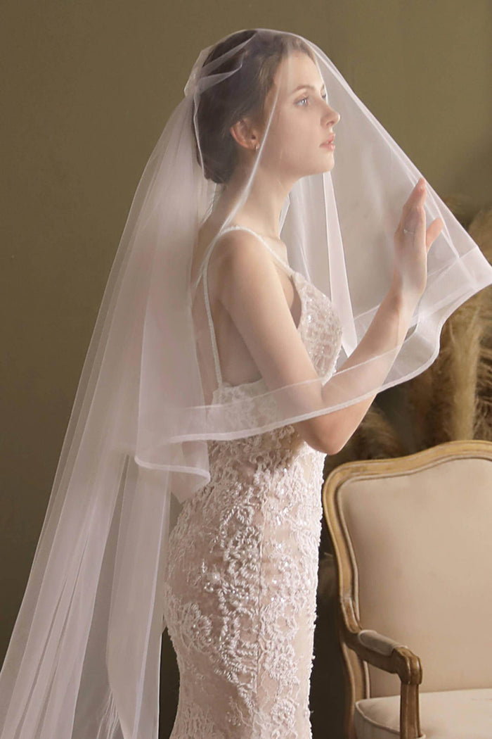 Two-tier Cut Edge Tulle Chapel Veils CV0268 - COCOMELODY