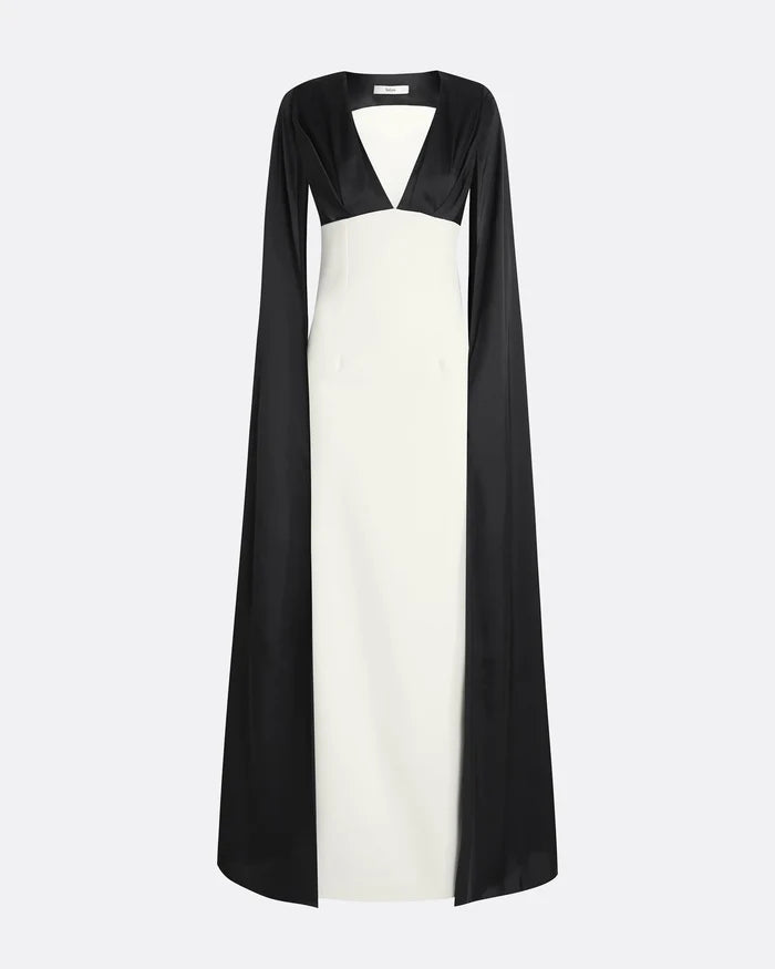 Two-tone column dress with cape - Arya