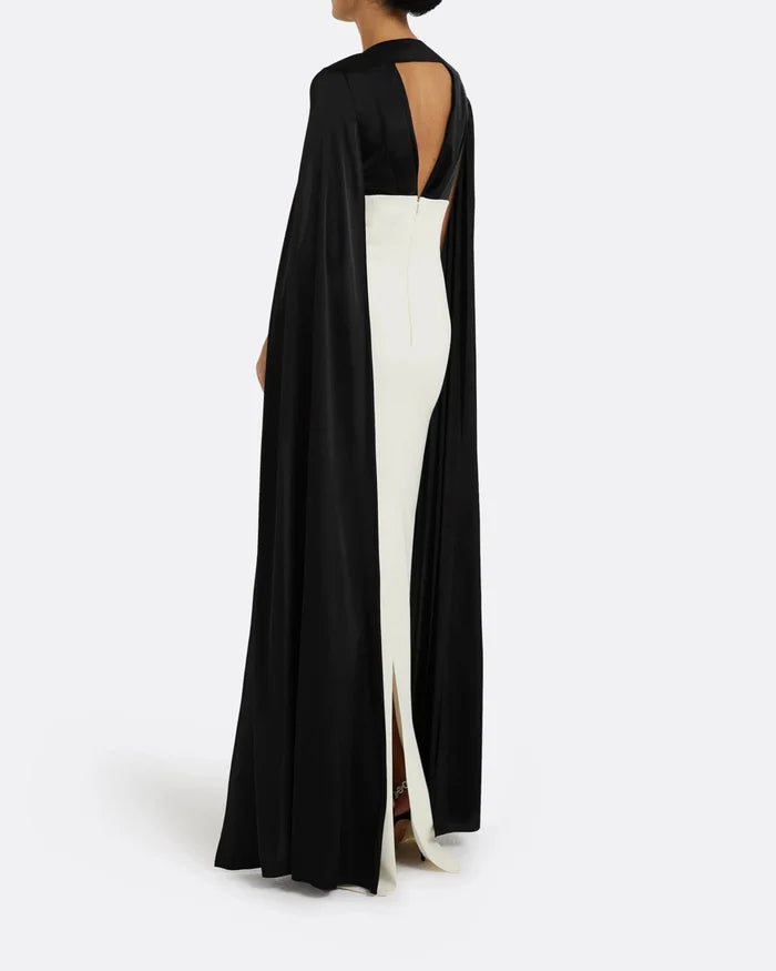 Two-tone column dress with cape - Arya
