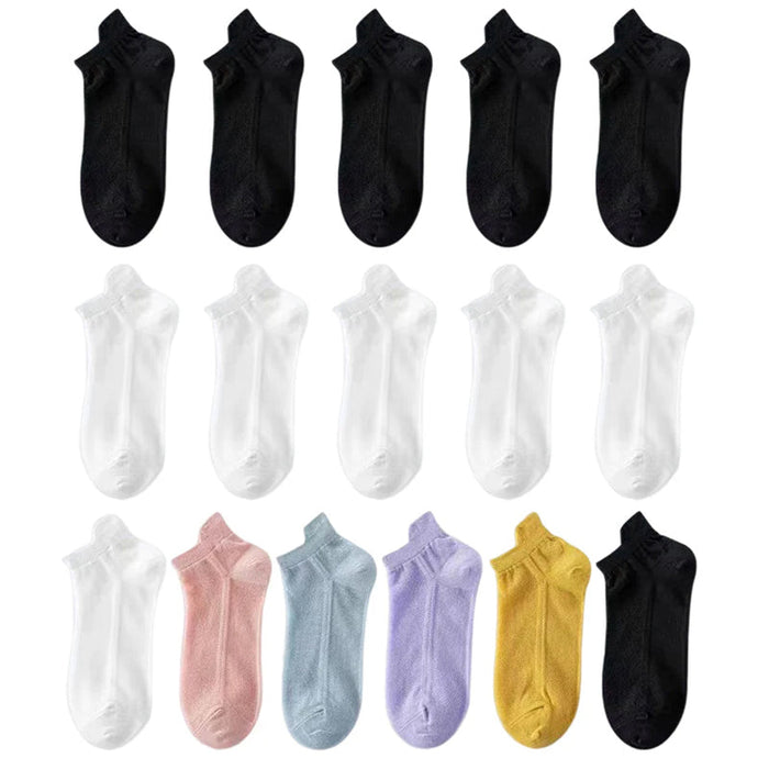 mixed colors (5 pairs)+black (5 pairs)+white (5 pairs) / female