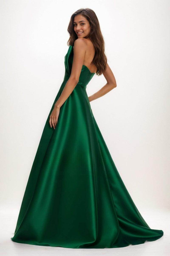 Unique Sleeveless A-Line Sweep Train Satin Prom Dresses CS0745 - COCOMELODY