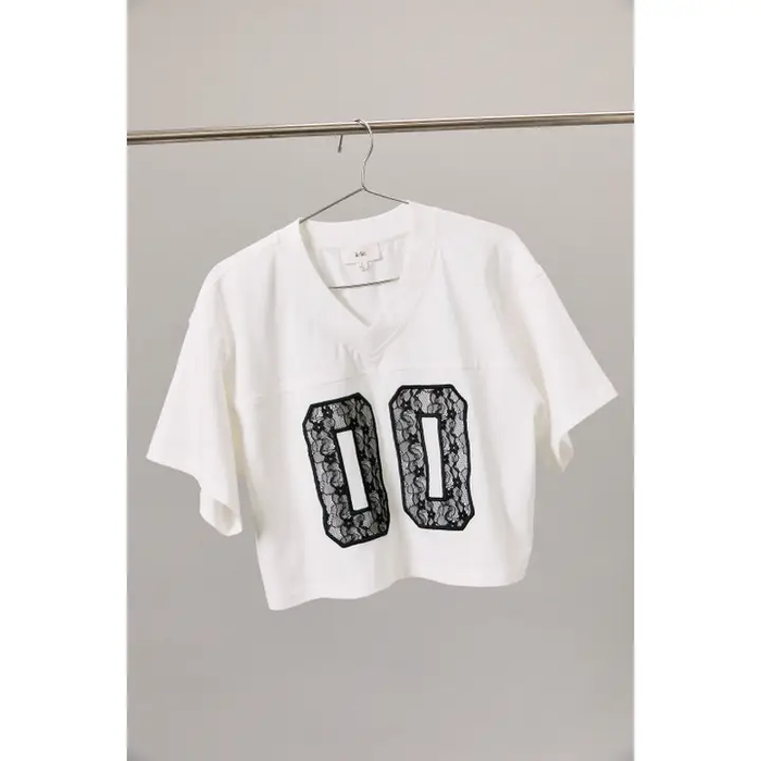 V-Neck Short Sleeve Cropped Jersey