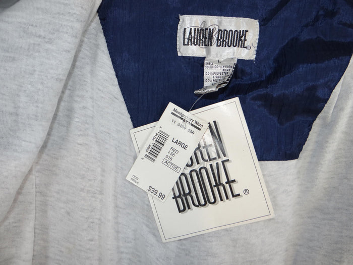 VINTAGE NWT Lauren Brooke Quilted Patterned Blue Jacket1