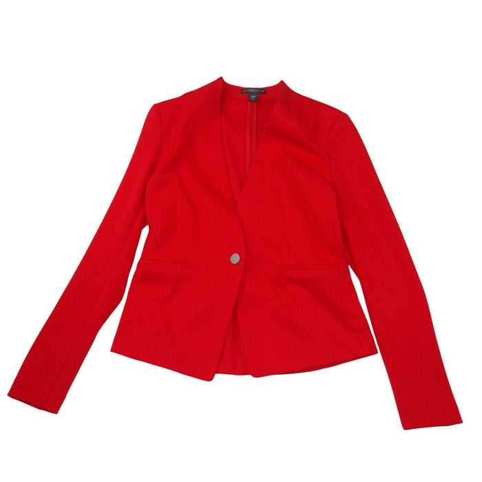 VTG Covington Womens Red Single Button Open Front Collarless Blazer Jacket Small0