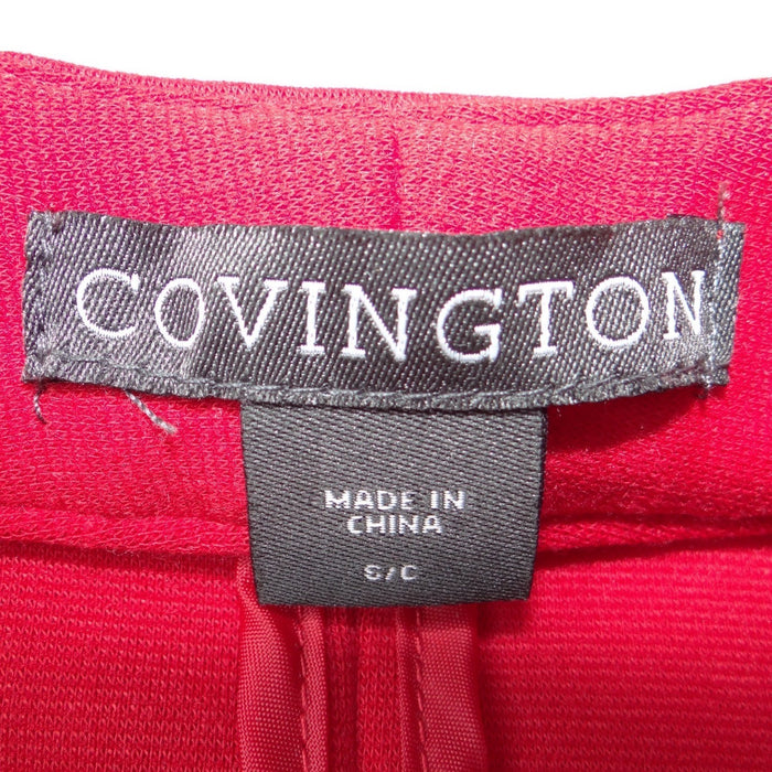 VTG Covington Womens Red Single Button Open Front Collarless Blazer Jacket Small2