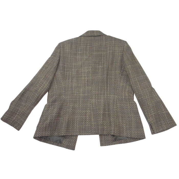 VTG Kasper Womens 14P Petite Textured Tweed Blazer Jacket Brown Olive 4 Pocket3