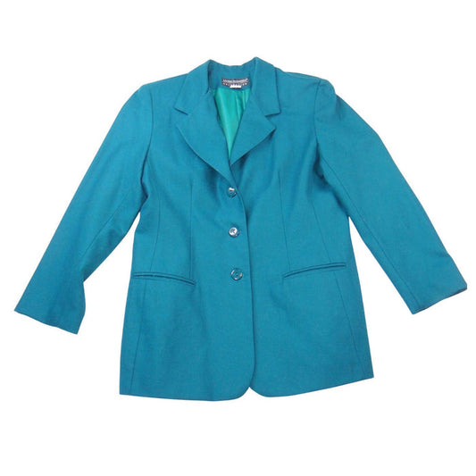 VTG Lauren Alexandra Collection Teal Wool Blazer Jacket Womens Size 14 USA Made0