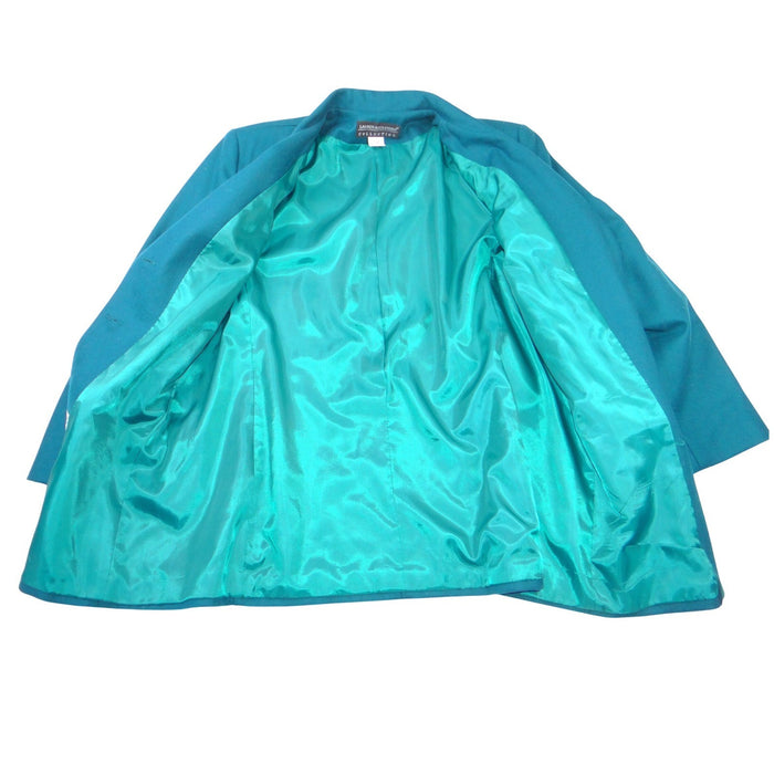 VTG Lauren Alexandra Collection Teal Wool Blazer Jacket Womens Size 14 USA Made2