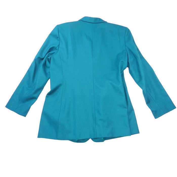 VTG Lauren Alexandra Collection Teal Wool Blazer Jacket Womens Size 14 USA Made3