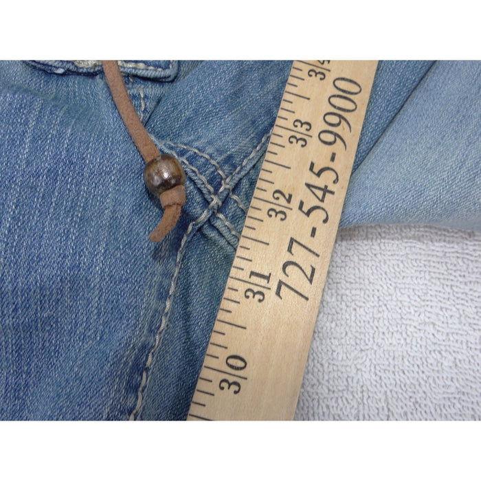 VTG Mudd Womens Flare Jeans Light Wash Lace Up Front Braided Pockets Size 115
