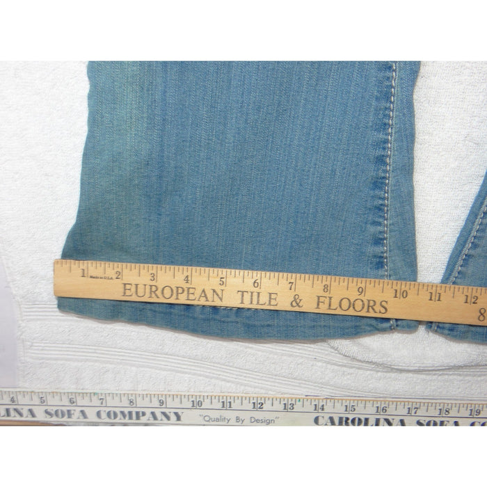 VTG Mudd Womens Flare Jeans Light Wash Lace Up Front Braided Pockets Size 116