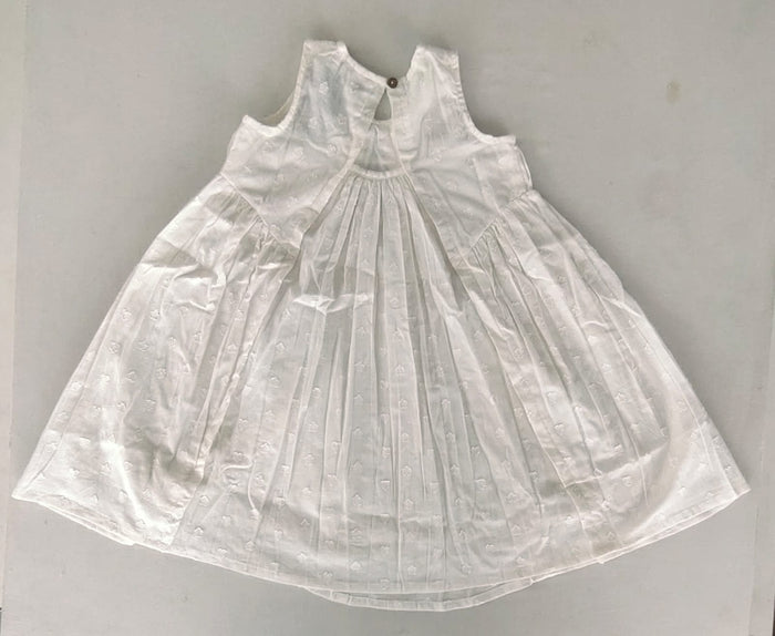 White Solid Color Heart Dobby Pintuck Gathered Dress dress & diaper cover Yo Baby India
