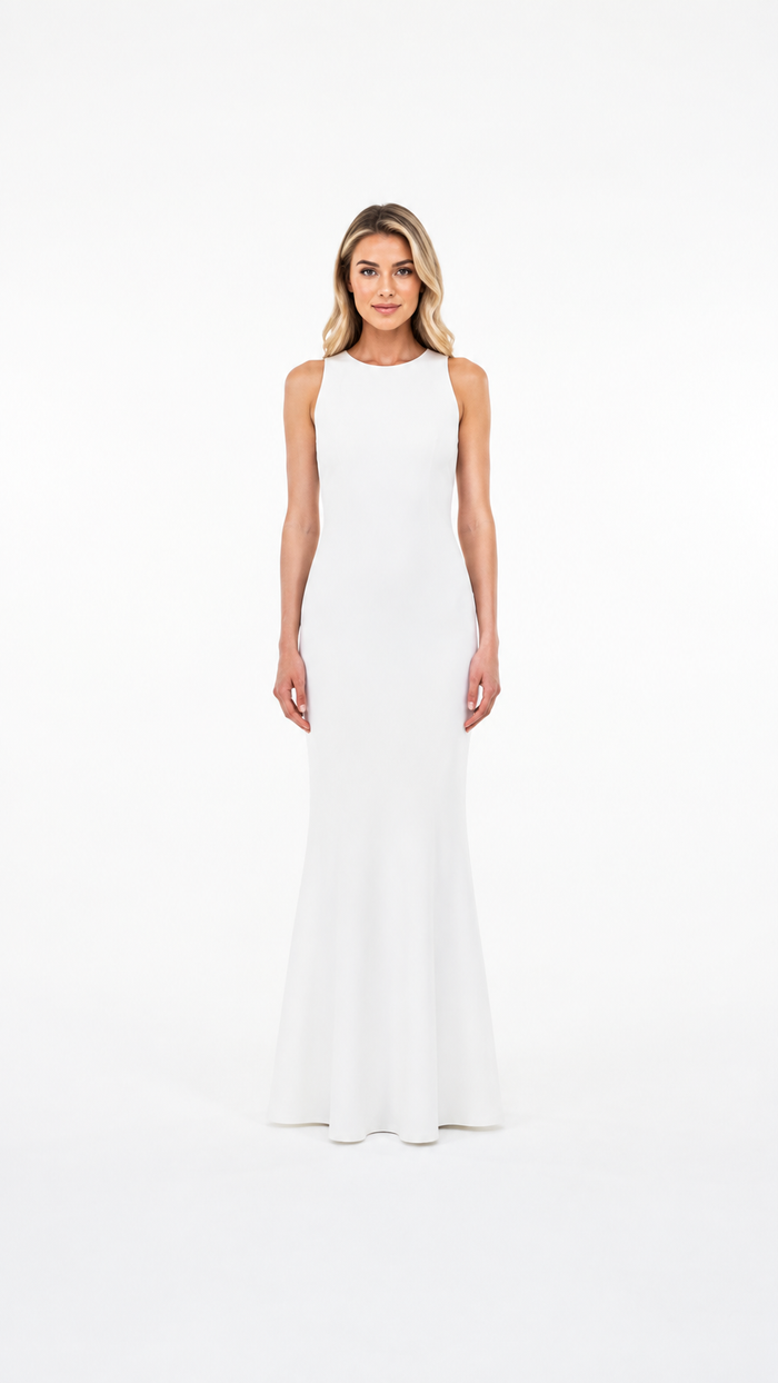 White Sleeveless Mermaid Maxi Dress – ELIORA