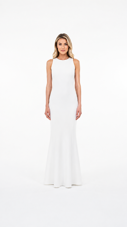 White Sleeveless Mermaid Maxi Dress – ELIORA
