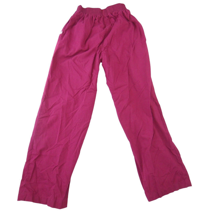 Womens Burgundy Elastic Waist Straight Leg Scrub Pants Medical Uniform Maroon2