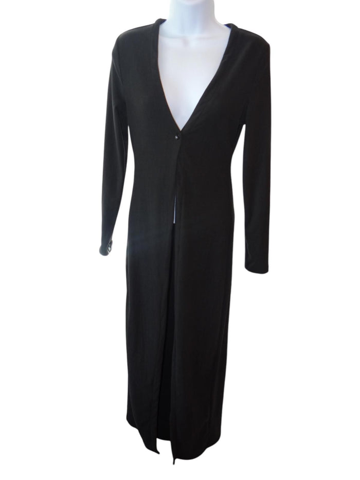 Women's Long Black Cardigan Dress   Size M0