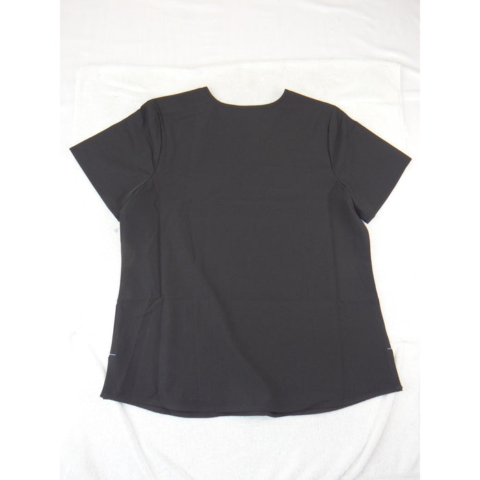 Womens Scrubs Black V Neck Mock Wrap Short Sleeve Top Medium 35941