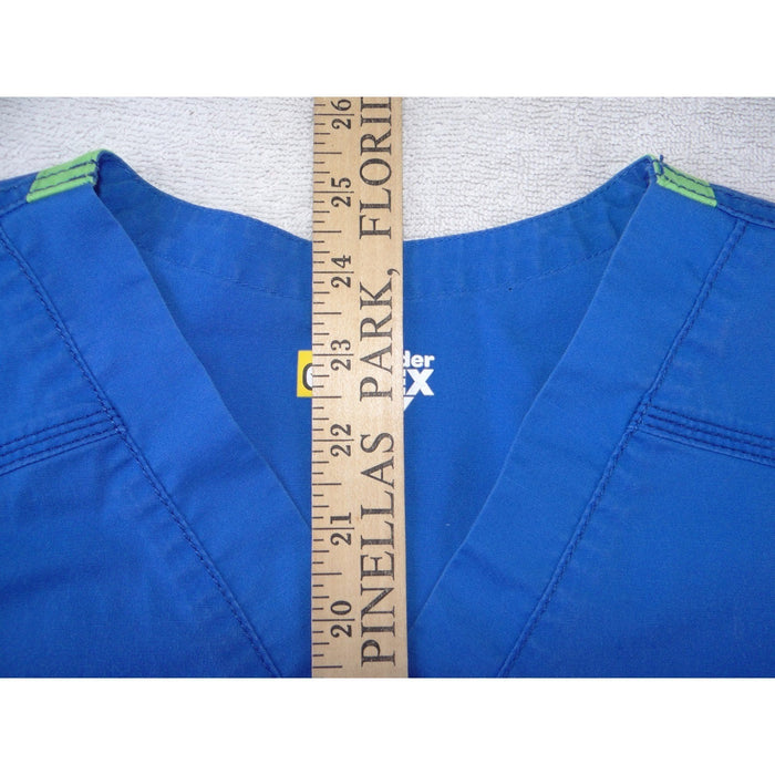 WonderWink WonderFlex Womens Blue V Neck Scrub Top Short Sleeve Medium 01681