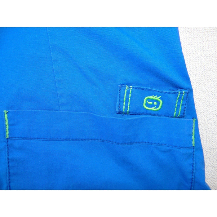 WonderWink WonderFlex Womens Blue V Neck Scrub Top Short Sleeve Medium 01683