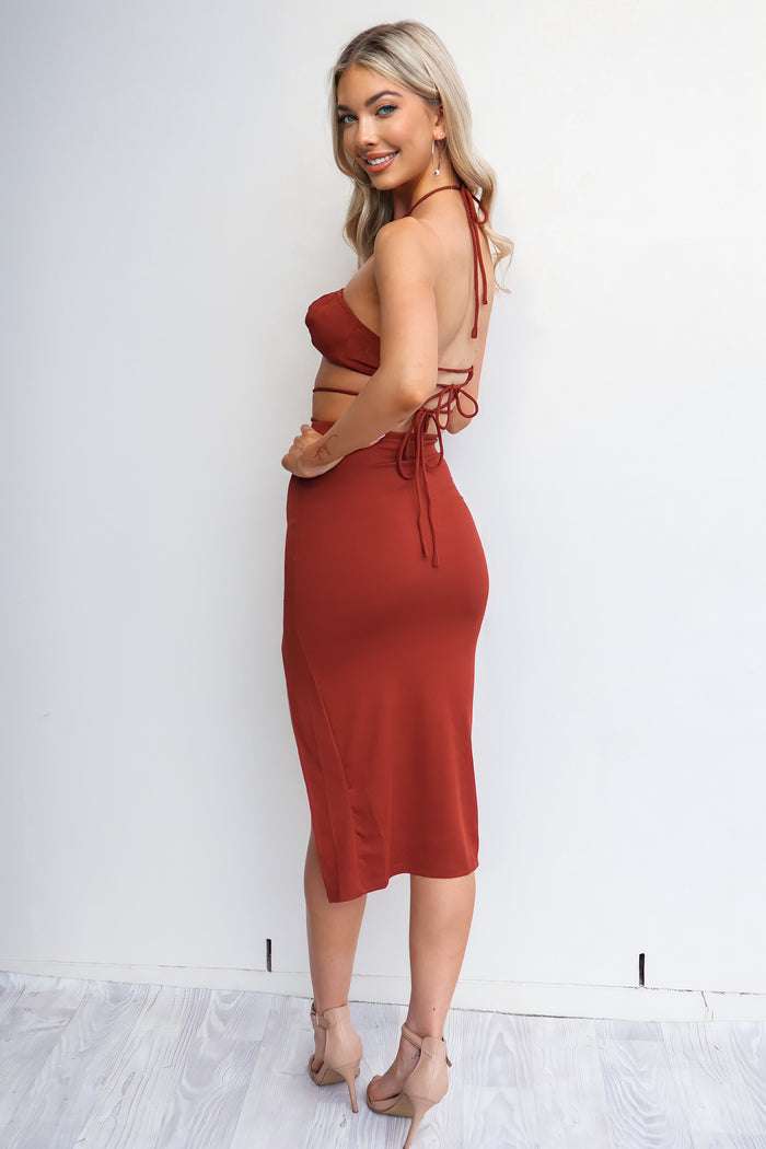 Yasmin Skirt - Rust - Runway Goddess