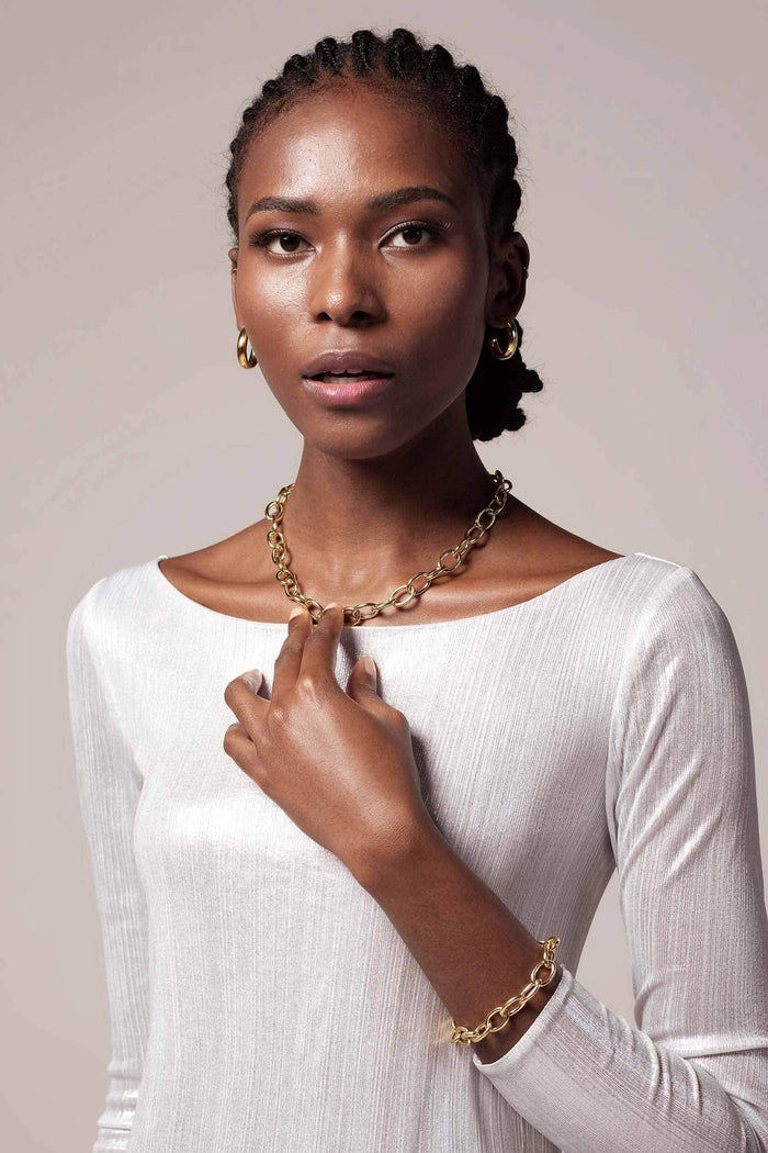 Yellow Gold Plated Necklaces CX0013 - COCOMELODY