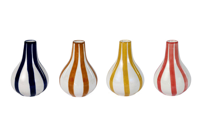 Yellow Stripe Bud Vase | Handpainted Ceramic