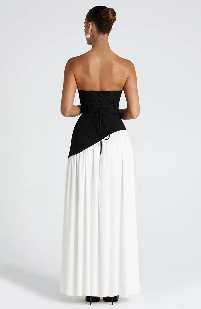 Zoe - Formal Women's Wedding Guest Dress with Halter Scarf Neck and Thigh Slit
