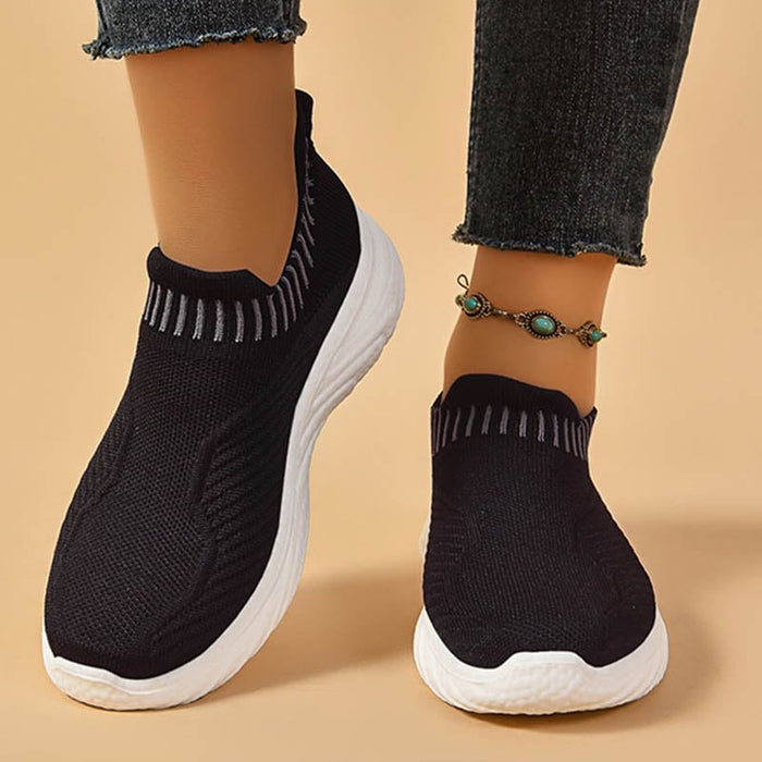 Zoe - Women's Casual Slip-On Sneakers with Knit Upper